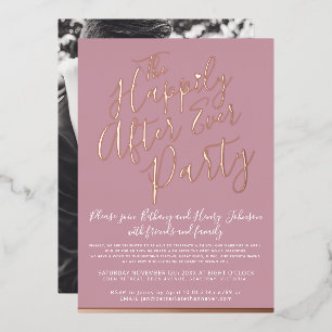 Pink rose gold happily ever after wedding party