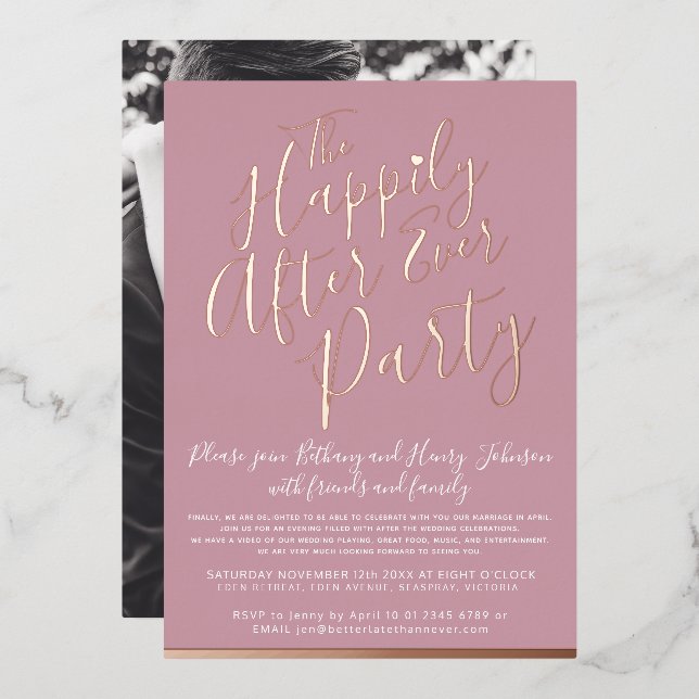 Pink rose gold happily ever after wedding party (Front/Back)