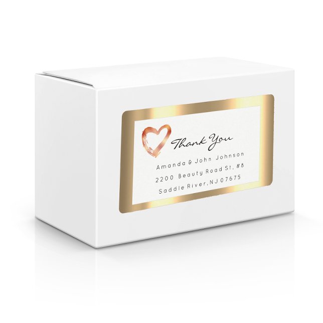 Pink Rose Gold Heart Blush White RSVP Framed Thank (Pink Rose Gold Heart Blush White RSVP Framed Thank Label)