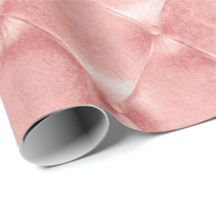 Pink Rose Gold Luxury Opulent Tufted Leather VIP Wrapping Paper