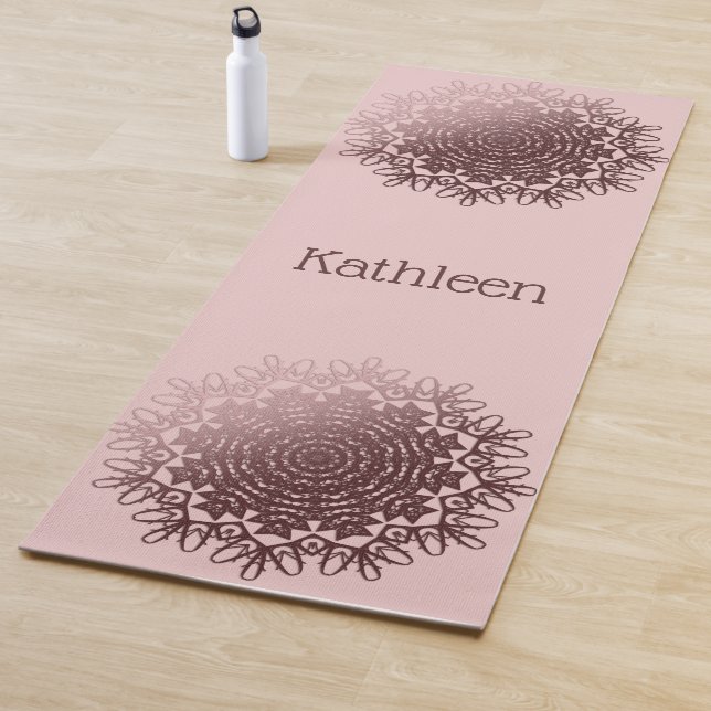 Pink Rose Gold Mandala Personalized  Yoga Mat (In Situ)