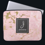 Pink Rose Gold Marble Elegant Monogram Laptop Sleeve<br><div class="desc">Pink Rose Gold Faux Marble Elegant Monogram Case. This case can be customized to include your initial and full name.</div>