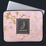 Pink Rose Gold Marble Elegant Monogram Laptop Sleeve<br><div class="desc">Pink Rose Gold Faux Marble Elegant Monogram Case. This case can be customized to include your initial and full name.</div>