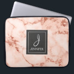 Pink Rose Gold Marble Elegant Monogram Laptop Sleeve<br><div class="desc">Pink Rose Gold Faux Marble Elegant Monogram Case. This case can be customized to include your initial and full name.</div>