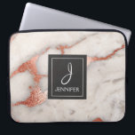 Pink Rose Gold Marble Elegant Monogram Laptop Sleeve<br><div class="desc">Pink Rose Gold Faux Marble Elegant Monogram Case. This case can be customized to include your initial and full name.</div>