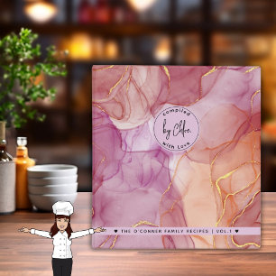 Pink Rose Gold Marble Family Recipe Book Binder