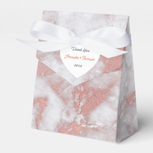 Pink Rose Gold Marble Heart Birthday Wedding Favor Box