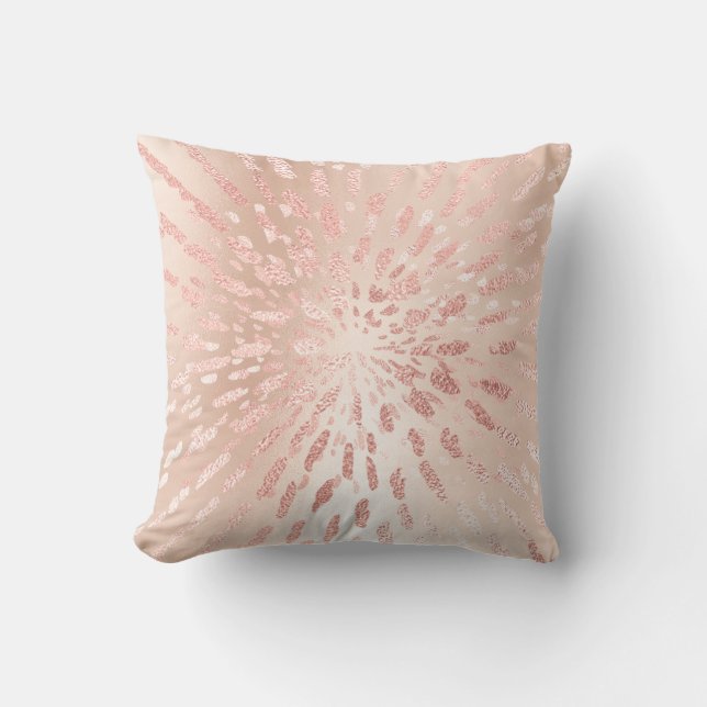 Pink Rose Gold Metal Blush Gold Grey Abstract Throw Pillow (Front)
