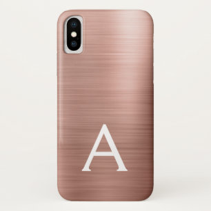 Pink Rose Gold Metal Elegant Monogram Case-Mate iPhone Case