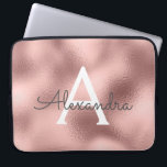 Pink Rose Gold Metallic Foil Sparkle Monogram Laptop Sleeve<br><div class="desc">Pink Rose Gold Faux Metallic Foil and Sparkle Elegant Monogram Case. This case can be customized to include your initial and first name.</div>
