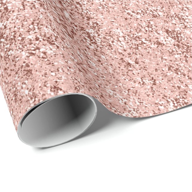 Pink Rose Gold Metallic Molten Pastel Shiny Wrapping Paper (Roll Corner)