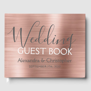 Pink Rose Gold Metallic Wedding Guest Book