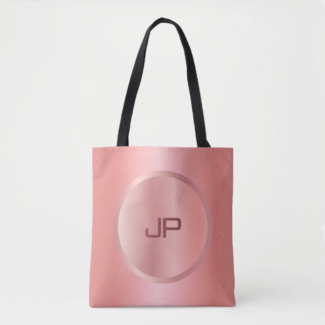 Pink Rose Gold Modern Abstract Template Trendy Tote Bag (Front)