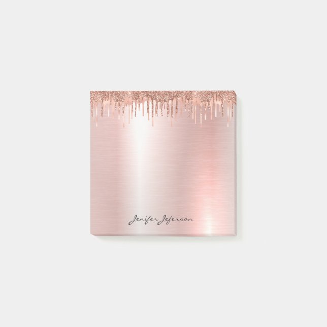 Pink Rose Gold Name Post-it® Notes (Front)