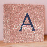 Pink Rose Gold Navy Blue Glitter Sparkle Monogram Binder<br><div class="desc">Blush Pink Rose Gold Navy Blue Faux Glitter and Sparkle Elegant Binder. These Binders can be customized to include your initial and first name.</div>