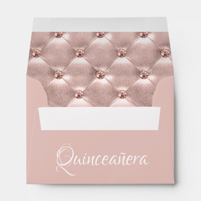 Pink Rose Gold Paris Quinceañera Celebration Envelope (Back (Bottom))