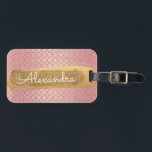 Pink Rose Gold Pattern Elegant Name Luggage Tag<br><div class="desc">Pink Rose Gold Foil Animal Print Pattern Name Modern Luggage Bag Tag with Faux Sparkles and Glitter. This bag tag is perfect for Back to School,  Work,  or Travelling.</div>