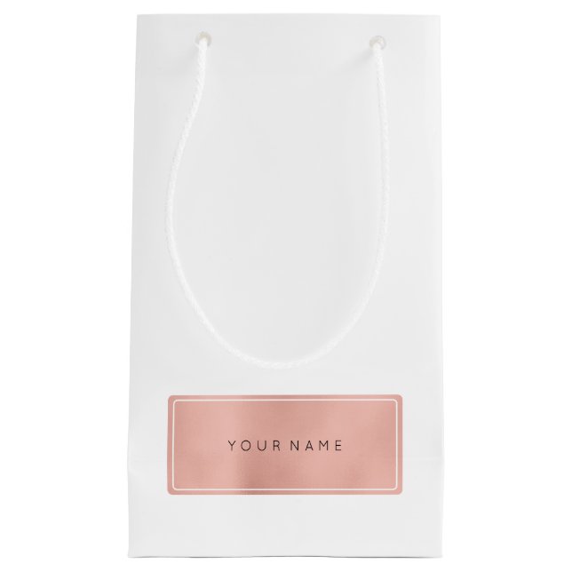 Pink Rose Gold Powder Metallic Minimal Gift Bag (Front)