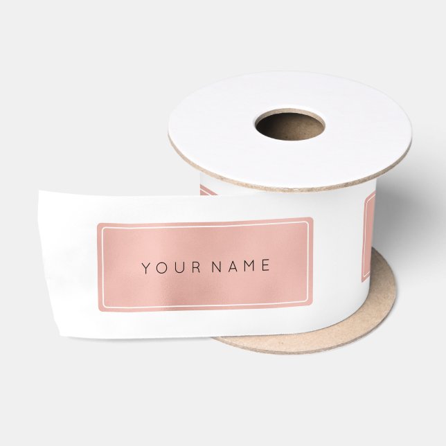 Pink Rose Gold Powder Metallic Minimal Rectangular Satin Ribbon (Spool)