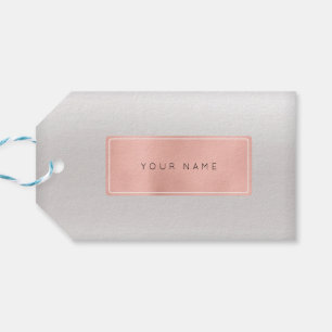 Pink Rose Gold Powder Metallic Minimal Silver Grey Gift Tags