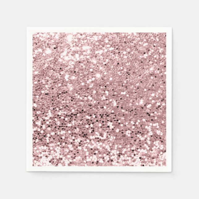Pink Rose Gold Powder Sparkly Glitter Blush Napkin (Front)