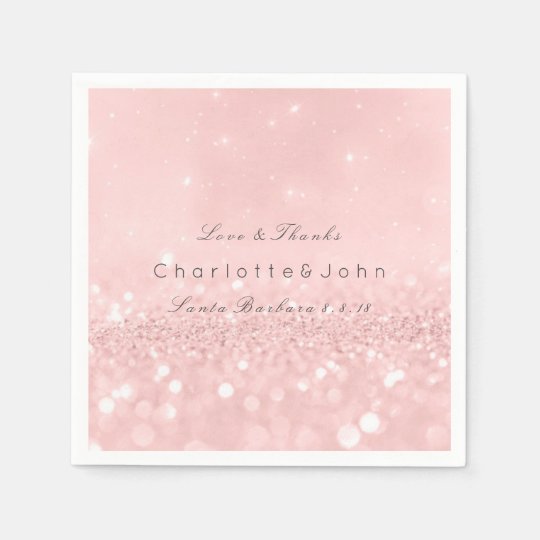 Pink Rose Gold Powder Sparkly Glitter Custom Disposable Napkins