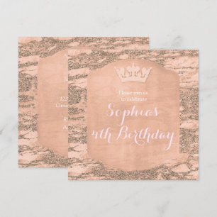 Pink Rose Gold Princess Crown Party Invitation