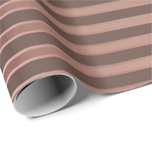 Pink Rose Gold Red Bean Skinny Blush Stripes Lines Wrapping Paper