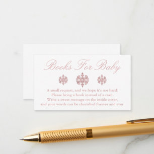 Pink Rose Gold Snowflake Books For Baby Enclosure Card