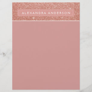 Pink Rose Gold Sparkle Glitter Girly Monogram