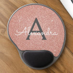 Pink Rose Gold Sparkle Glitter Monogram Name Gel Mouse Pad<br><div class="desc">Blush Pink - Rose Gold and Charcoal Grey (Grey) Sparkle Glitter Monogram Name Monogram Mousepad. This Mousepad can be customized to include your first name. Please contact the designer for customized matching items.</div>