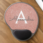 Pink Rose Gold Sparkle Glitter Monogram Name Gel Mouse Pad<br><div class="desc">Blush Pink - Rose Gold Sparkle Glitter Monogram Name Monogram Mousepad. This Mousepad can be customized to include your first name. Please contact the designer for customized matching items.</div>