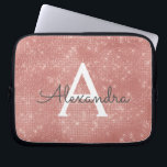 Pink Rose Gold Sparkle Modern Monogram Name Laptop Sleeve<br><div class="desc">Pink Rose Gold Sparkle Modern Monogram Name Sleeve. This sleeve can be customized to include your initial and first name.</div>