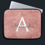 Pink Rose Gold Sparkle Modern Monogram Name Laptop Sleeve<br><div class="desc">Pink Rose Gold Sparkle Modern Monogram Name Sleeve. This sleeve can be customized to include your initial and first name.</div>