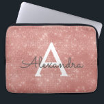 Pink Rose Gold Sparkle Modern Monogram Name Laptop Sleeve<br><div class="desc">Pink Rose Gold Sparkle Modern Monogram Name Sleeve. This sleeve can be customized to include your initial and first name.</div>