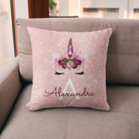 Pink Rose Gold Sparkle Unicorn Monogram Room Decor