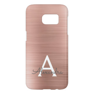 Pink Rose Gold Stainless Steel Monogram Samsung Galaxy S7 Case