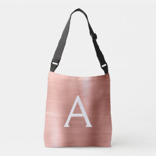 Pink Rose Gold Stainless Steel Monogram Crossbody Bag
