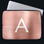 Pink Rose Gold Stainless Steel Monogram Laptop Sleeve<br><div class="desc">Rose Gold - Blush Pink Faux Stainless Steel Metallic Foil Modern and Elegant Monogram Sleeve. This monogrammed personalized laptop sleeve can be customized to include your initial and first name and makes a perfect Christmas or Birthday Gift.</div>