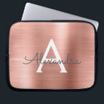 Pink Rose Gold Stainless Steel Monogram Laptop Sleeve<br><div class="desc">Pink Rose Gold Faux Stainless Steel Elegant Monogram Sleeve. This sleeve can be customized to include your initial and first name.</div>