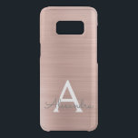 Pink Rose Gold Stainless Steel Monogram Uncommon Samsung Galaxy S8 Case<br><div class="desc">Pink Rose Gold Faux Stainless Steel Elegant Monogram Case. This case can be customized to include your initial and first name.</div>