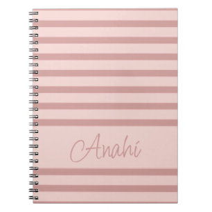 Pink Rose Gold Stripes Personalized Notebook