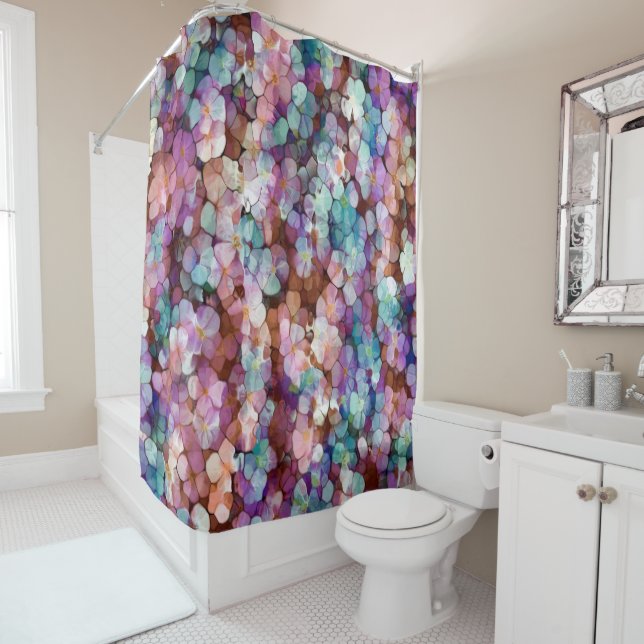 Pink Rose Gold Teal Mosaic Millefiori Flowers (In Situ)