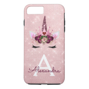Pink - Rose Gold Unicorn Sparkle Princess Monogram Case-Mate iPhone Case