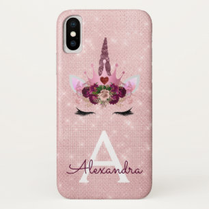 Pink - Rose Gold Unicorn Sparkle Princess Monogram Case-Mate iPhone Case