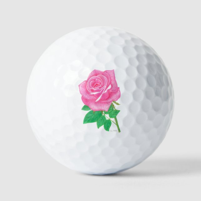 Pink Rose Golf Balls Customizable (Front)