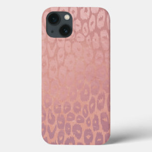 Pink Rose Golg Glitter Leopard Texture  iPhone 13 Case