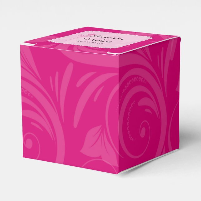 Pink Rose Graphic Wedding Favour Box (Front Side)