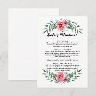 Pink Rose Greenery Foliage Safety Measures Enclosure Card