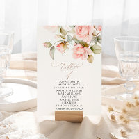Pink Rose & Greenery Table Number 4 Seating Chart